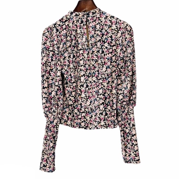 Ditsy moody floral corduroy mock neck balloon sleeve long sleeve medium - Picture 3 of 9